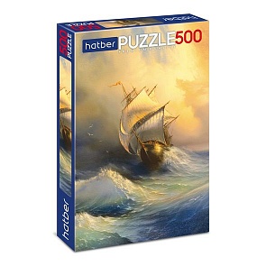 Пазл Premium 500 элементов размер 34 х 46 см - Парусник на волнах (Hatber, 500ПЗ2-18448)